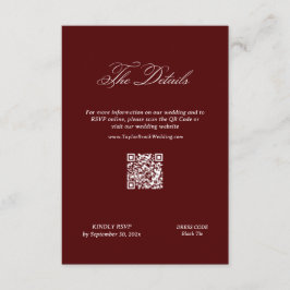 Burgundy Wedding Details Qr Code エンクロージャーカード