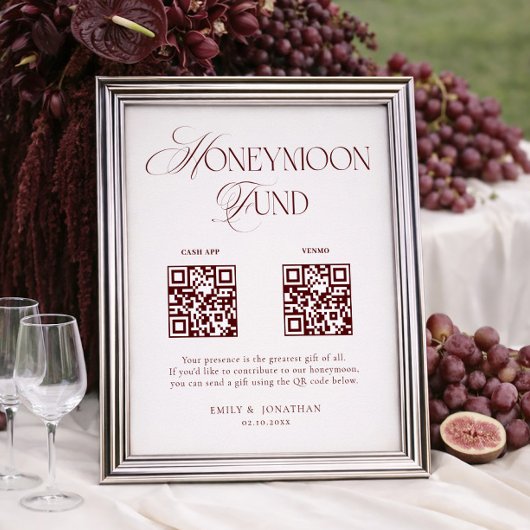 Burgundy Wedding Honeymoon Fund ポスター