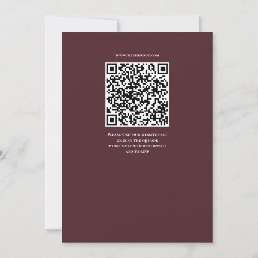 Burgundy Wedding Invitation QR Code 招待状 (裏面)