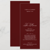 Burgundy Wedding Menu Card 招待状 (正面/裏面)