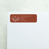 Burgundy Wedding Monogram Script Floral  ラベル