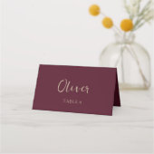 Burgundy Wedding  Personalized Table Name プレイスカード (正面)