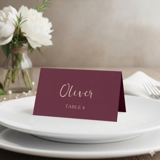 Burgundy Wedding  Personalized Table Name プレイスカード