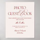 Burgundy Wedding Photo Guest Book Poster ポスター (正面)