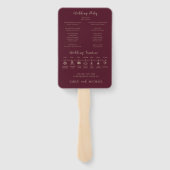 Burgundy Wedding Program Timeline Elegant Modern ハンドファン (裏面)