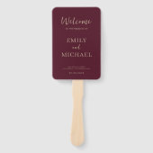 Burgundy Wedding Program Timeline Elegant Modern ハンドファン (正面)