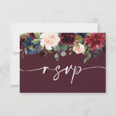 Burgundy  Wedding RSVP QR Code Card ノートカード (正面)