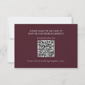 Burgundy  Wedding RSVP QR Code Card ノートカード (裏面)