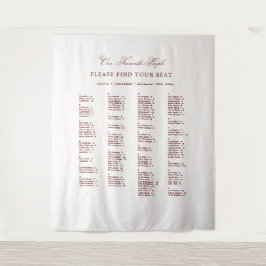 Burgundy Wedding Seating Chart Alphabetical Fabric タペストリー