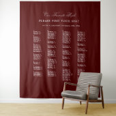 Burgundy Wedding Seating Chart Alphabetical Fabric タペストリー (インサイチュ)
