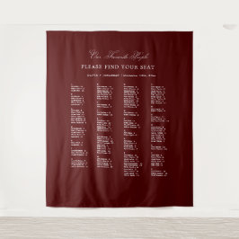 Burgundy Wedding Seating Chart Alphabetical Fabric タペストリー