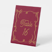 Burgundy Wedding Table Number Acrylic Pedestal  台座サイン (正面)