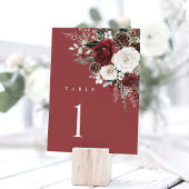 Burgundy Wedding Table Numbers, Winter Floral 