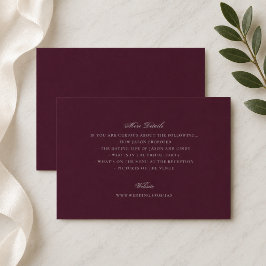 Burgundy Wedding Website Details エンクロージャーカード