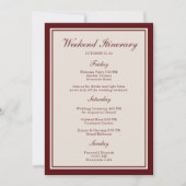 Burgundy Wedding Weekend Itinerary Card 招待状 (正面)