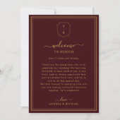Burgundy Wedding Welcome Letter & Itinerary Card 招待状 (正面)