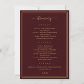 Burgundy Wedding Welcome Letter & Itinerary Card 招待状 (裏面)