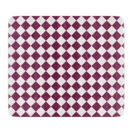 Burgundy White Checker Diamond Pattern カッティングボード