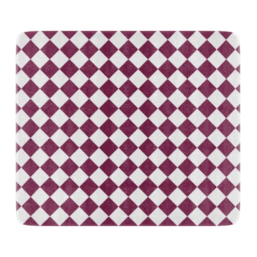 Burgundy White Checker Diamond Pattern カッティングボード (正面)