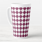 Burgundy White Checker Diamond Pattern カフェラテマグ (左アングル)