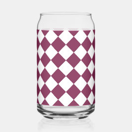 Burgundy White Checker Diamond Pattern ガラス缶