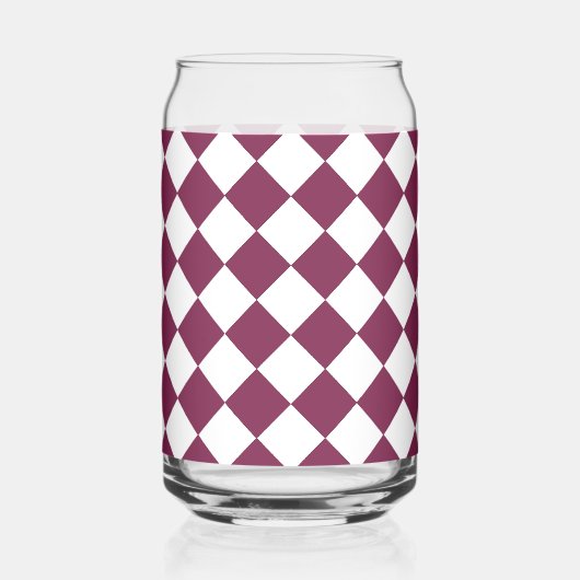 Burgundy White Checker Diamond Pattern ガラス缶 (裏面)