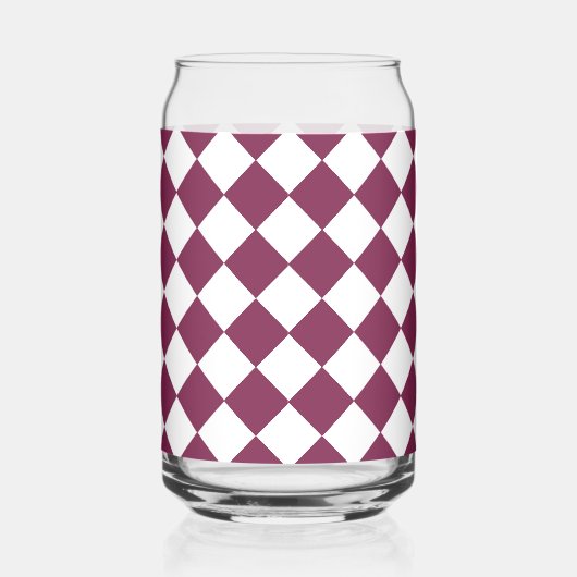 Burgundy White Checker Diamond Pattern ガラス缶 (右)