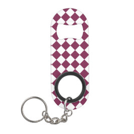 Burgundy White Checker Diamond Pattern キーホルダー栓抜き