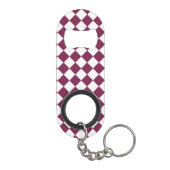 Burgundy White Checker Diamond Pattern キーホルダー栓抜き (裏面)