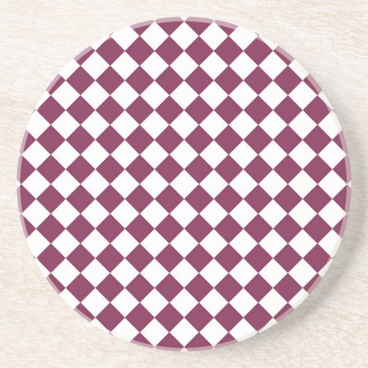 Burgundy White Checker Diamond Pattern コースター (正面)