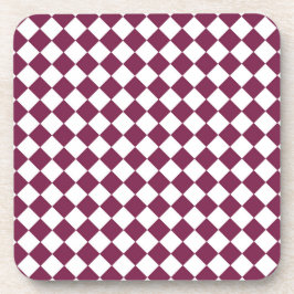 Burgundy White Checker Diamond Pattern コースター