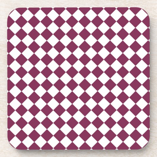 Burgundy White Checker Diamond Pattern コースター (正面)