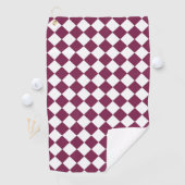 Burgundy White Checker Diamond Pattern ゴルフタオル (インサイチュ)