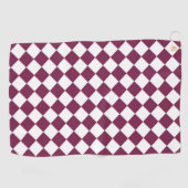 Burgundy White Checker Diamond Pattern ゴルフタオル (横)