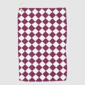 Burgundy White Checker Diamond Pattern ゴルフタオル (正面)