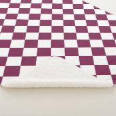 Burgundy White Checker Diamond Pattern シェルパブランケット (3/4)