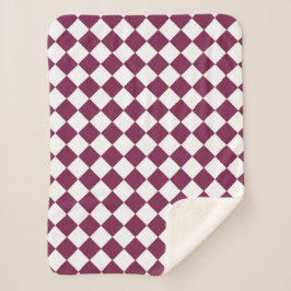 Burgundy White Checker Diamond Pattern シェルパブランケット