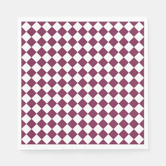 Burgundy White Checker Diamond Pattern スタンダードランチョンナプキン (正面)