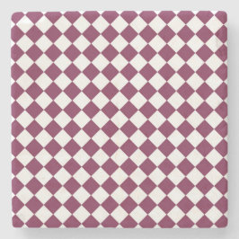 Burgundy White Checker Diamond Pattern ストーンコースター