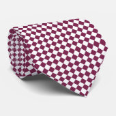 Burgundy White Checker Diamond Pattern ネクタイ (ロール)