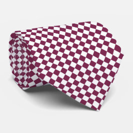 Burgundy White Checker Diamond Pattern ネクタイ