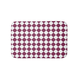 Burgundy White Checker Diamond Pattern バスマット