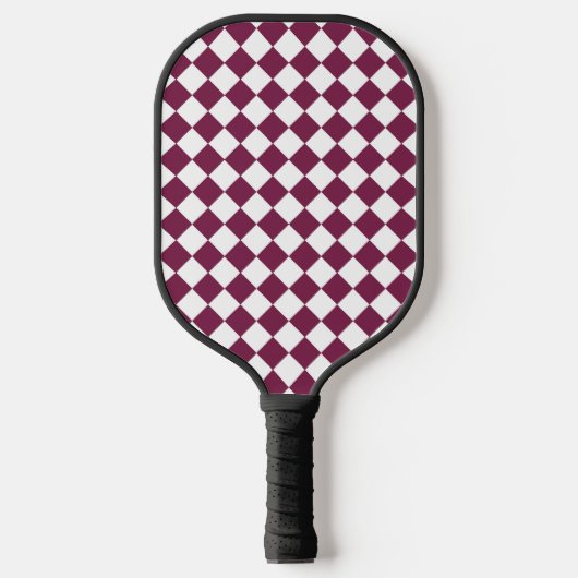 Burgundy White Checker Diamond Pattern ピックルボールラケット (正面)