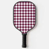 Burgundy White Checker Diamond Pattern ピックルボールラケット (裏面)