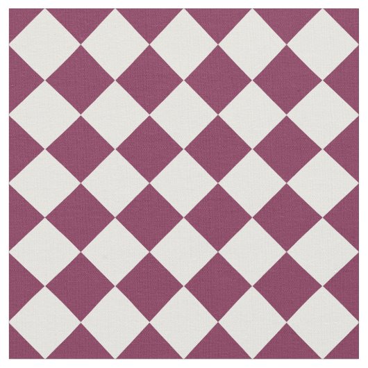 Burgundy White Checker Diamond Pattern ファブリック (クローズアップ)