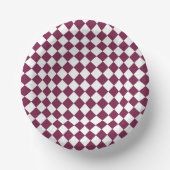 Burgundy White Checker Diamond Pattern ペーパーボウル (正面)
