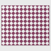 Burgundy White Checker Diamond Pattern ラッピングペーパー (フラット)