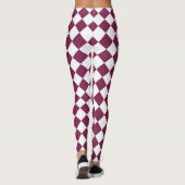 Burgundy White Checker Diamond Pattern レギンス (裏面)