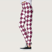 Burgundy White Checker Diamond Pattern レギンス (左)