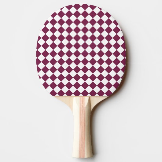 Burgundy White Checker Diamond Pattern 卓球ラケット (裏面)
